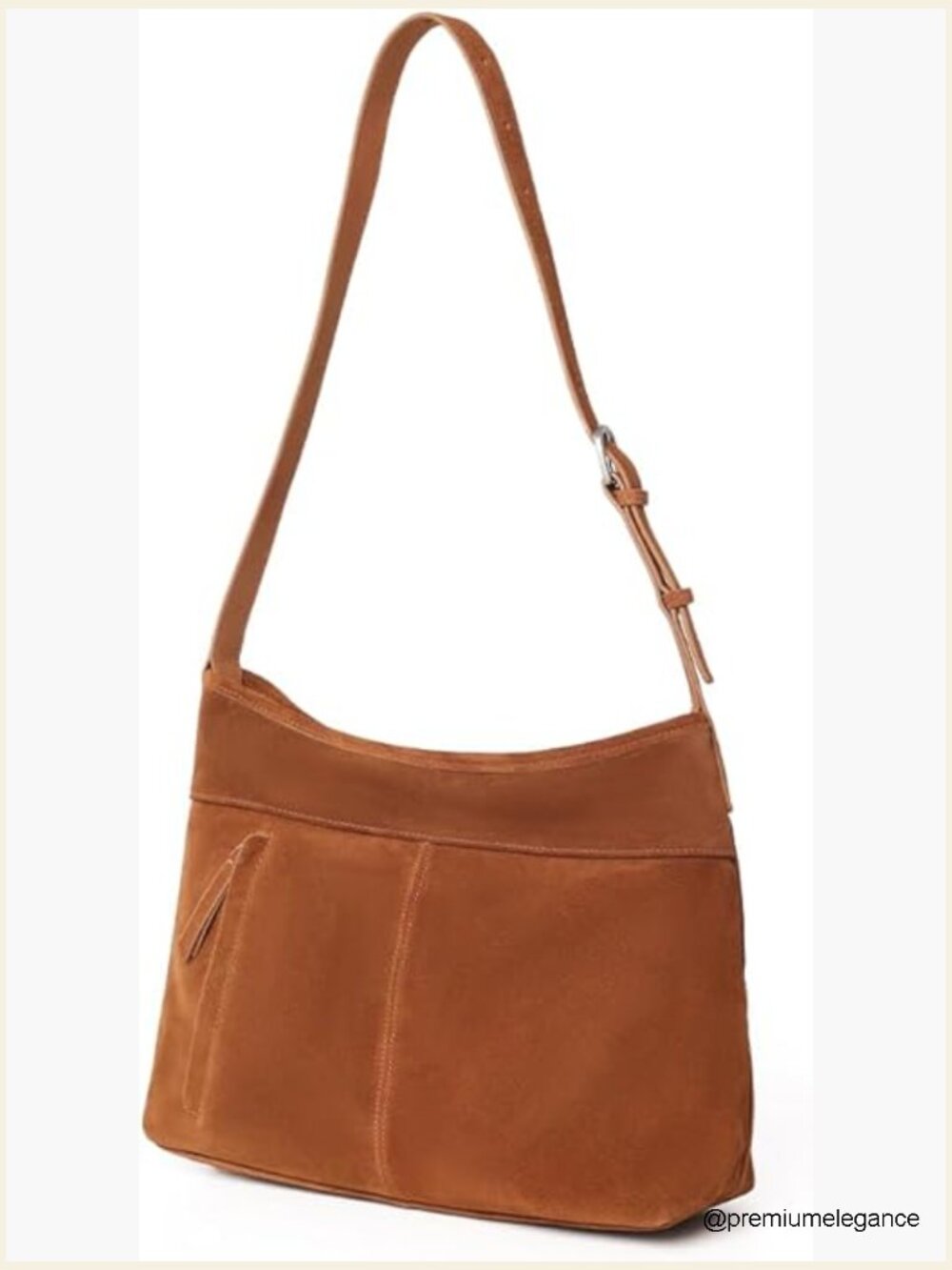Slouchy Suede Leather Shoulder Crossbody Hobo Tote With Zip Top Pocket